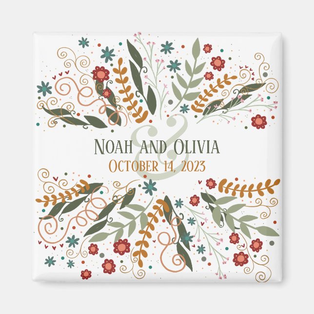 Aimant Fleurs sauvages Whimsical Floral Elegant Inspirivi (Devant)