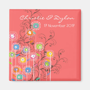 Aimant Fleurs super Jardin Whimsical Enregistrer La Date