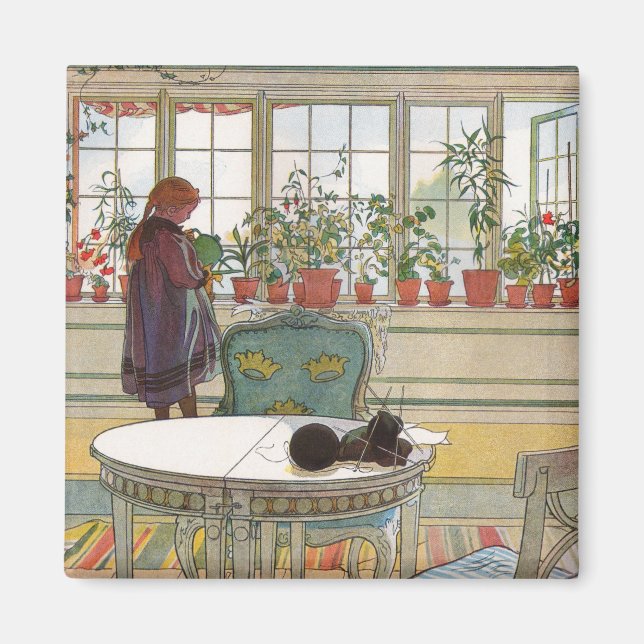 Aimant Fleurs sur le rebord de la fenêtre par Carl Larsso (Devant)