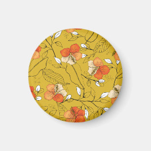Aimant Fleurs tropicales Feuilles : Papier peint exotique