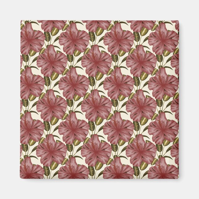 Aimant Fleurs tropicales sans couture motif | fleurs roug (Devant)