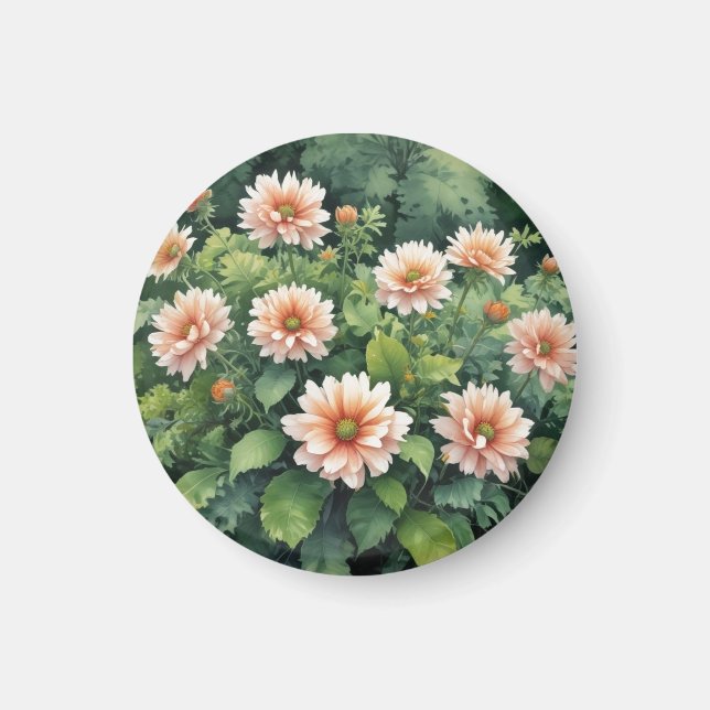 Aimant Fleurs Verdure Élégant Aquarelle (Devant)