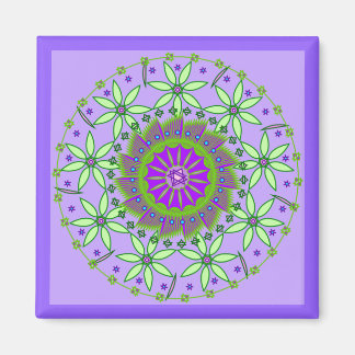 Aimant Fleurs vert/lavande Mandala Maagnet