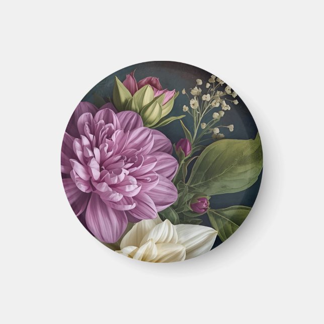 Aimant Fleurs Vintage Sombres (Devant)