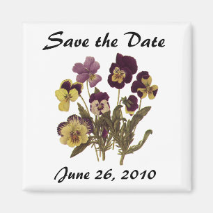 Aimant Fleurs vintages de Pansy Garden, Sauvez la Date!