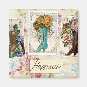 Aimant Fleurs vintages en Bottes