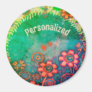 Aimant Fleurs vintages Retro Fun Inspirivity Personnalisé