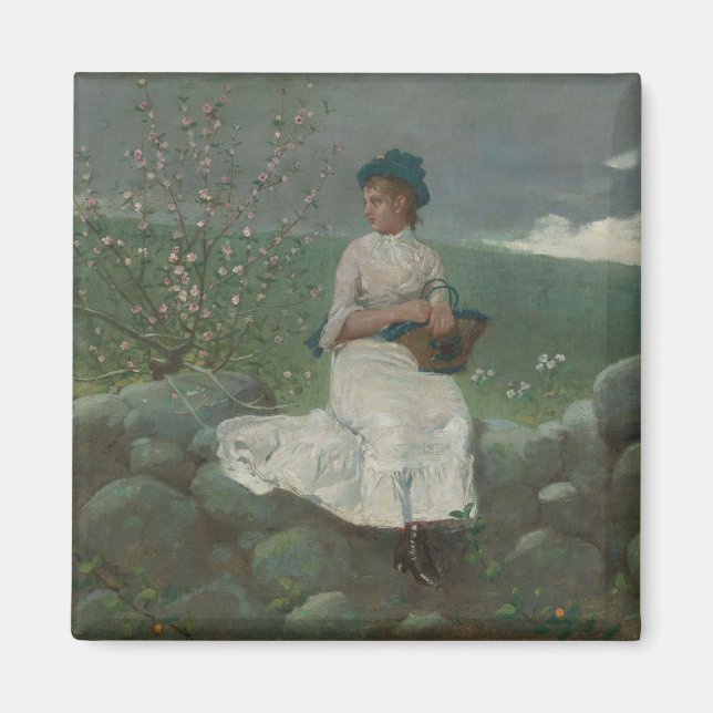Aimant Fleurs vintages Winslow Homer Peach (Devant)