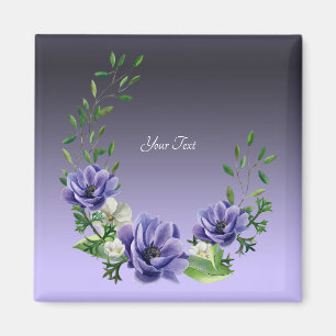 Aimant Fleurs Violettes Aquarelle