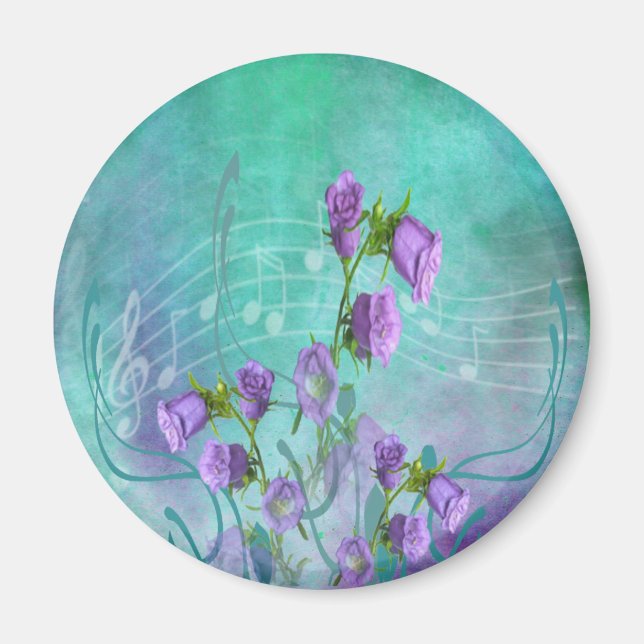 Aimant Fleurs violettes et notes musicales (Devant)