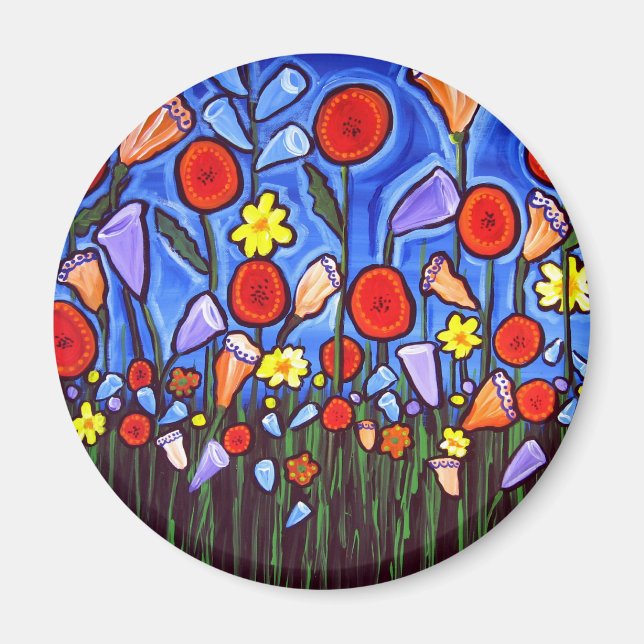 Aimant Fleurs Whimsical colorées (Devant)