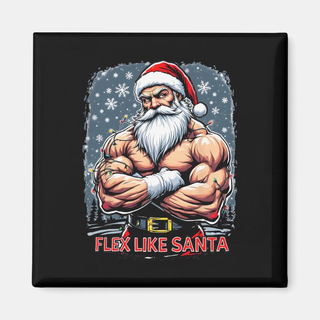 Aimant Flex Comme Santa Claus Bodybuilder Christmas Gym W (Devant)