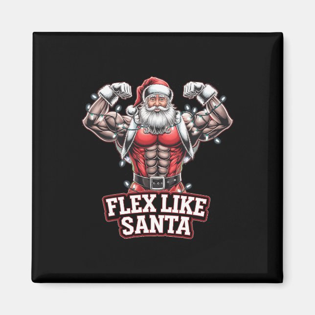 Aimant Flex Comme Santa Claus Bodybuilder Christmas Gym W (Devant)