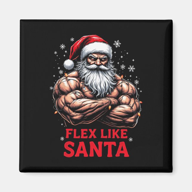 Aimant Flex Comme Santa Claus Bodybuilder Christmas Gym W (Devant)