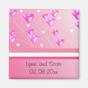 Aimant Floating Pink Hearts Enregistrer la date
