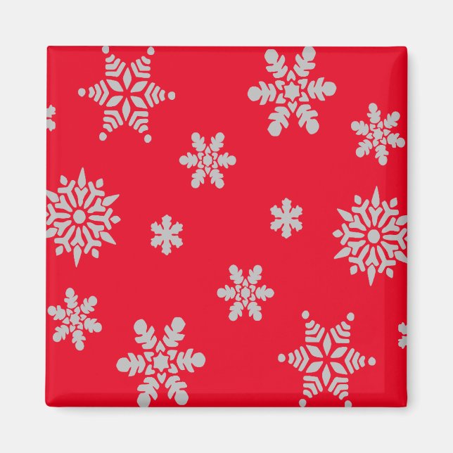 Aimant Flocon de neige blanc avec Noël Arrière - plan rou (Devant)