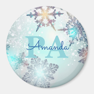 Aimant Flocon de neige bleu nom personnalisé PA