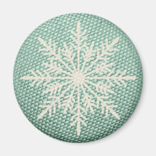 Aimant Flocon de neige broderie rustique look hiver vinta