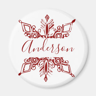 Aimant Flocon de neige rouge personnalisé