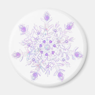 Aimant flocon de neige violet clair et coeur étincelant
