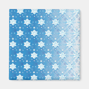 Aimant Flocons de neige bleus et blancs en motif