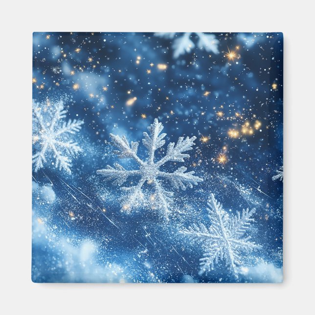 Aimant Flocons de neige scintillants de Noël d'hiver (Devant)