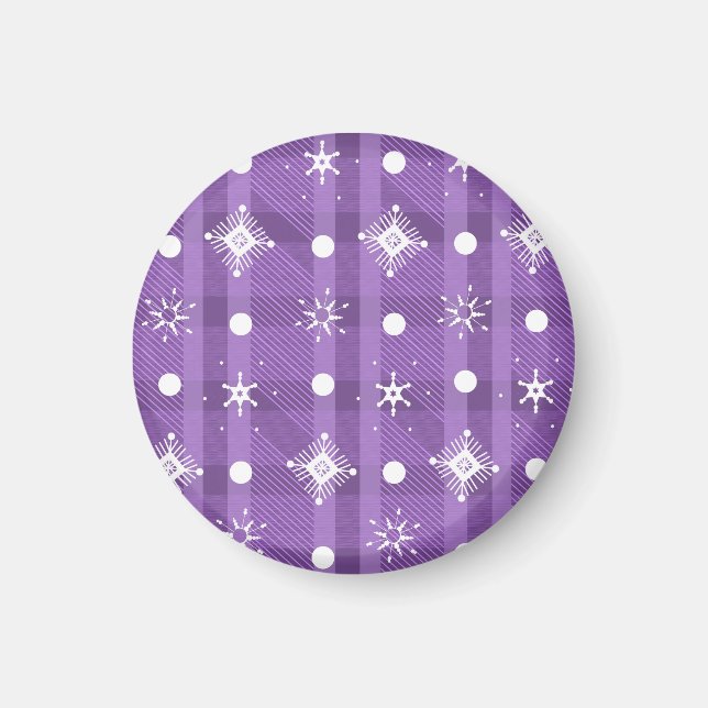 Aimant Flocons de neige simples motif carreaux violet   (Devant)