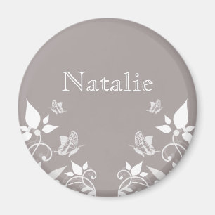 Aimant floral au papillon ivoire