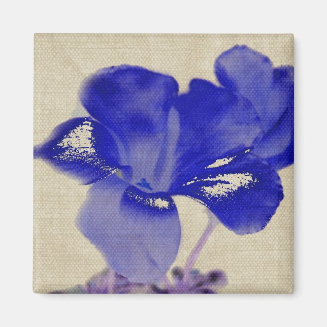 Aimant floral bleu d'art numérique (Devant)