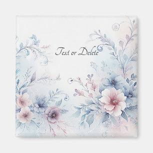 Aimant floral bleu rose aquarelle