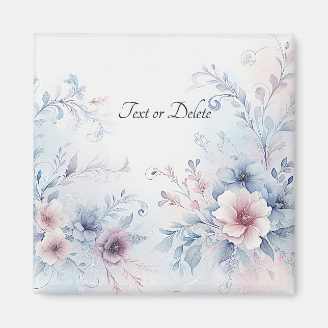 Aimant floral bleu rose aquarelle (Devant)