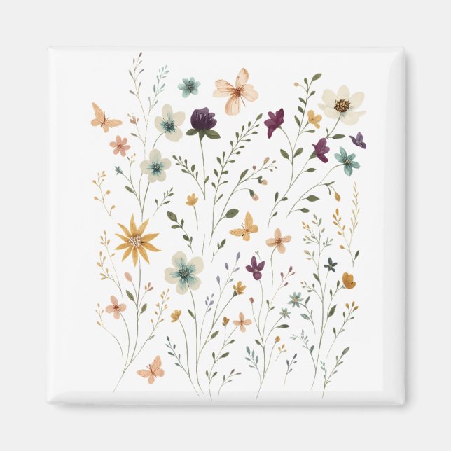 Aimant Floral & Butterfly,  Whimsical Garden-Inspired  (Devant)
