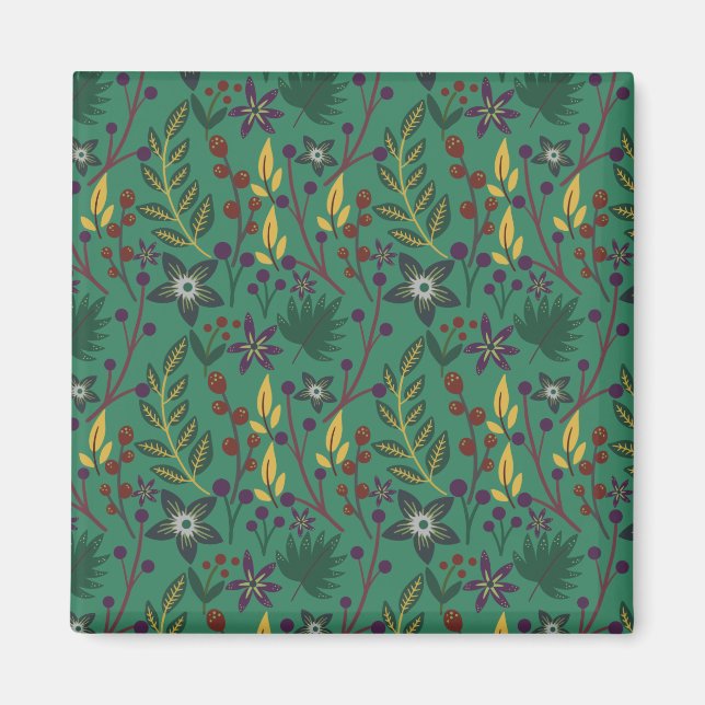 Aimant Floral continu fleurs motif vert arrière - plan (Devant)