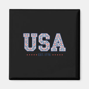 Aimant Floral Coquette Usa Amérique 4 juillet indépendant