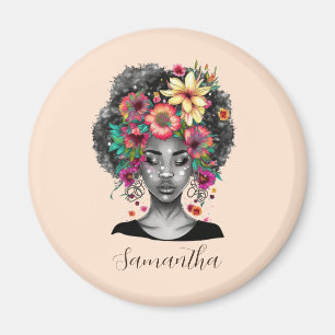 Aimant Floral Elegant Afro Femme
