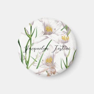 Aimant Floral Elegant Chic Cute Calligraphie Ajouter Nom