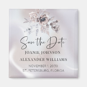Aimant Floral Eucalyptus Luxe Pearl Wedding Enregistrer l