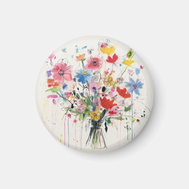 Aimant floral fantaisiste et fleuri (Devant)