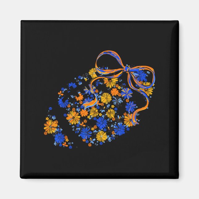 Aimant Floral Football Game Day Coquette Team Srit Blue & (Devant)