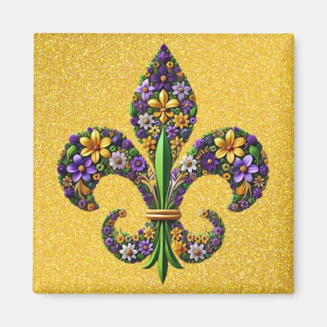 Aimant Floral Mardi Gras fleur de lis (Devant)
