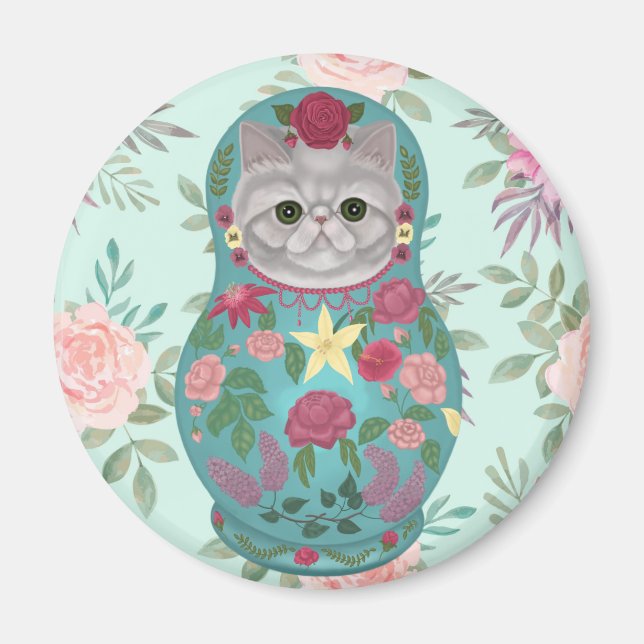 Aimant Floral Meowtreshka (Devant)