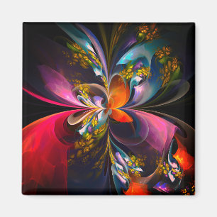 Aimant Floral moderne Art Abstrait Rouge Bleu Motif #13