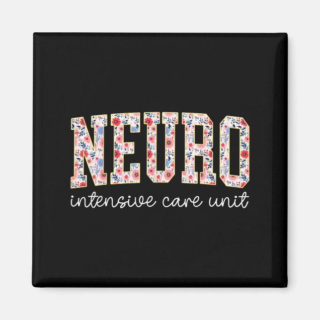Aimant Floral Neuro Icu Nurse Brain Neuroscience Icu Nurs (Devant)