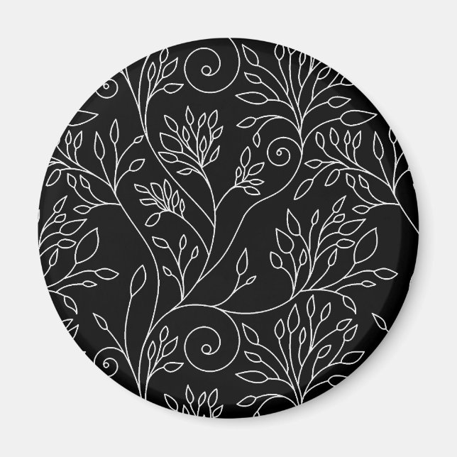 Aimant floral noir et blanc (Devant)