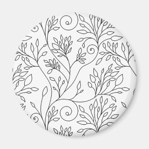Aimant floral noir et blanc