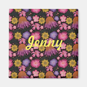 Aimant Floral noir fleur sauvage Personnalisé
