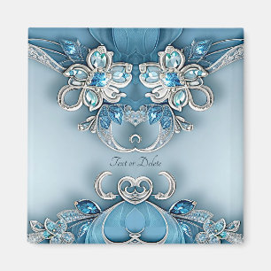 Aimant floral orné bleu