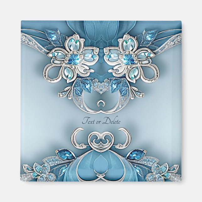 Aimant floral orné bleu (Devant)