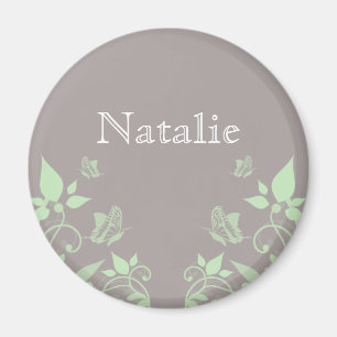 Aimant floral papillon vert