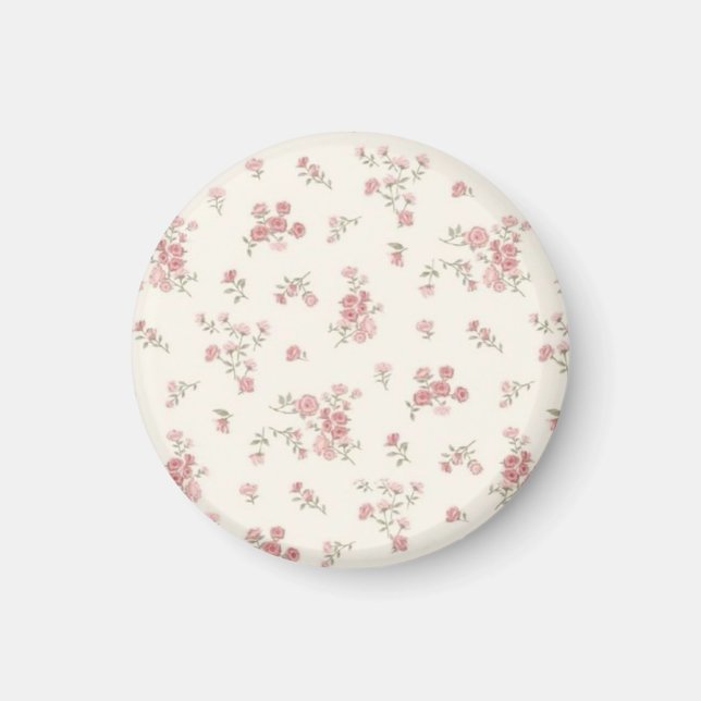 Aimant Floral Pastel - Design Fleur Rose Doux (Devant)